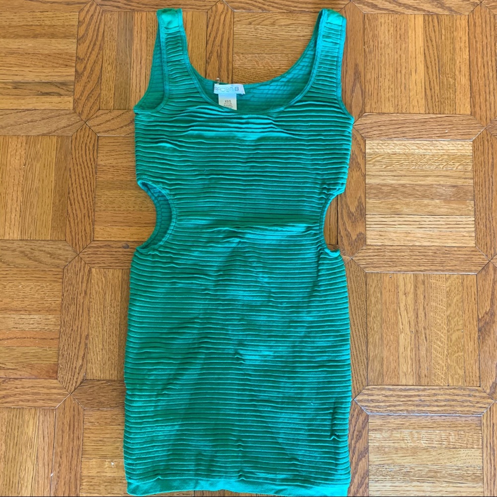 Green Stretchy Mini Dress with Cutouts